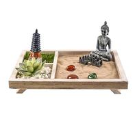 Zen Garden, Small Japanese Sand Garden Kit, 8.47x6.9x0.59 Inches Relaxing Meditation Decor, Artistic Miniature Craft Set, Stress Relief Table Ornament, for Workplace, Study Room