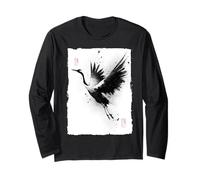 Zen giapponese Gru Tsuru Vintage Sumi-e Pittura Regalo Maglia a Manica