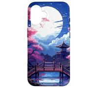 Zen Giardino Giapponese Cherry Blossom Retro Pixel Art Custodia per iPhone 16