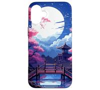 Zen Giardino Giapponese Cherry Blossom Retro Pixel Art Custodia per iPhone 16 Plus