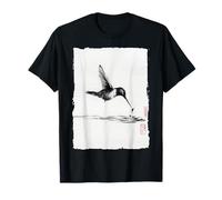 Zen Hummingbird giapponese Sumi-e pittura a inchiostro vintage Maglietta