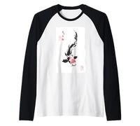 Zen Koi Pesce Giapponese Pittura Buona Fortuna & Forza Maglia con Maniche Raglan