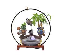 Zen-Like Flowing Water Fountain Decoration Lucky Lamp Circle Backflow Incense Burner Office Porch Living Room Landscape Gift (Color : A Size : 502151cm)
