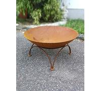 Zen Man - Braciere da giardino in acciaio INOX, con supporto, 50 cm, 1 mm di profondità = 12,5 cm