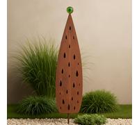 Zen Man Edelrost 032220 - Scultura da giardino in metallo, sfera di vetro, 6 cm, colore verde, ruggine H150 cm