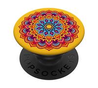 Zen Mindful Meditazione Mandala arancione su giallo PACJ0437 PopSockets PopGrip Intercambiabile