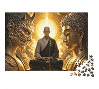 Zen Monk Jigsaw Puzzles 1000 Teile Recycled Material Buddha und Demon Puzzle für Junge & Mädchen Lustiges Geschenk & Aktivität für Zuhause Ideel für Kind‘s Geburtstags Geschenk 70x50c...