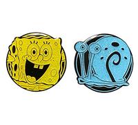 Zen Monkey Studios SpongeBob Squarepants - SpongeBob e Gary - Pinset da collezione con glitter smaltati, Small, Zinco Ferro, No