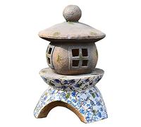 Zen Pagoda Lanterna Solare, Statue da Giardino Esterno Stupa Stupa in Stile Cinese Impermeabile Antico Scultura architettonica, Ornamenti per Decorazioni Lanterna a LED basata a energia Solare