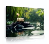 Zen pietra e loto stampe su tela tranquilla arte della parete calma acque calme pittura natura rilassante arte della parete poster meditativo decorazione della parete 30x42cm innerframe
