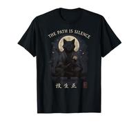 Zen Samurai Cat Il Sentiero è Silence Moon Maglietta
