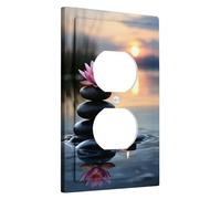 ZEN SPA - Piastra di protezione per interruttore di luce Spa Tranquillo, tramonto, acqua con fiore di ninfea, ideale per la decorazione del bagno rilassante in termoplastica, dimensioni