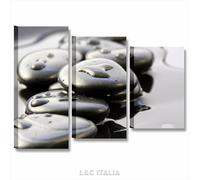Zen stone 5 Quadro per bagno moderno stampa su tela 85x60 sassi pietre nere