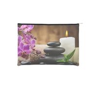 Zen Stone - Trousse per cosmetici da viaggio, unisex, portatile, con cerniera, impermeabile, riutilizzabile, 16,5 cm x 22,5 cm, Nero , Taglia unica