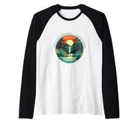 Zen Sunset Fogliame La Vita è Come Una Cascata Sempre in Movimento Maglia con Maniche Raglan