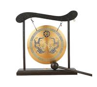 Zen Table Gong, Chinese Feng Shui Gong Bell with Stand and Mallet, Dragon Design with Taiji Symbols, Retro Desktop Chime for Meditation, Relaxation, and Decoration