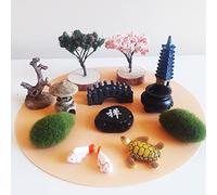 ZEN&TAO Accessori da giardino zen in miniatura, miniature fai da te, 12 figure a tema, idea regalo giapponese, terrario, casa delle bambole, kit decorativo per bonsai (12 articoli), verde