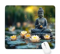 zen Tappetino per Mouse Piccolo 290x240x3mm, Gaming Mouse Pad loto, con Base in Gomma Antiscivolo, Mousepad con Bordi Cuciti, per Mouse Senza Fili, Laptop, Ufficio Casa, Lavabile, Regalo Uomo D-918