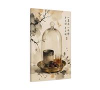 Zen Tea Still Life Canvas Print Wall Art - Dining Room Decor, Breakfast Nook 20×30 inch (50×75 cm) - Vertical / 1.25 inch (3 cm)