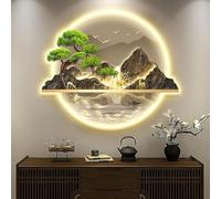 Zen Wall Art Decor, Sculture da Parete 3D Pittura Arte da Parete Appesa con Luce A LED, Grandi Sculture da Parete in Metallo Moderno, per Soggiorno Camera da Letto Ufficio