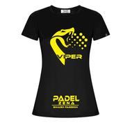 ZENA Maglietta Donna Padel, Abbigliamento Donna Sport, T-Shirt Paddle Tennis Donna, Disegno Viper (S, Nero/Giallo)
