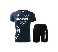 ZENA Padel Kit Maglia Personalizzabile e Calzoncini | Fluo t-Shirt Paddle World Smash Tennis | Vari Colori | Dalla S alla XXL | PADEL1 (Navy/Bianco, XL)