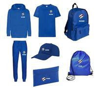 ZENA Set 'Back to School' Blucerchiati 7 pezzi: Felpa, T-Shirt, Pantaloni, Zaino, Cappellino, Sacca, Astuccio | Kit completo scuola per bambino (Royal, 9-11 ANNI)