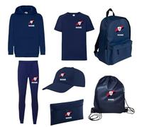 ZENA Set 'Back to School' Rossoblu 7 pezzi: Felpa, T-Shirt, Pantaloni, Zaino, Cappellino, Sacca, Astuccio | Kit completo scuola per bambino (Blu Navy, 7-8 ANNI)