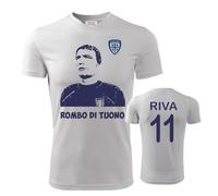 Zena Sportswear T-Shirt Uomo Gigi Riva | Dry Fit | Elasticizzato e Traspirante | Made in Italy | Leggende del Calcio | Italia Rombo di Tuono (IT, Testo, XL, Regular, Regular, Bianco)