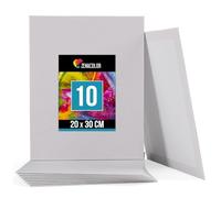 Zenacolor Set di 10 Tele per Dipingere - 100% Cotone Senza Acidi - Tela per Dipingere 20x30 cm - Tutti i Tipi di Pittura su Tela