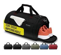 Zenacross Borsone Palestra Uomo & Donna - Borsone da Viaggio con Porta Scarpe e Tasca Umida - Borsa Palestra Donna per Sport, Fitness, Piscina (Nero/rosso, 30 l)