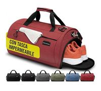 Zenacross - Borsone Palestra Uomo & Donna | Borsones da Viaggio con Porta Scarpe e Tasca Umida · Borsa Palestra Donna per Sport, Fitness, Piscina · Rosso · 30 L