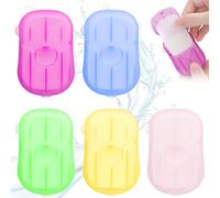 Zenarao 500 fogli di carta saponata biodegradabile, 5 profumi e colori, detergente portatile per le mani per campeggio, escursionismo, viaggi, 6,5 x 4 cm (5 scatole)