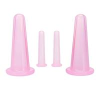 Zenarao Set di coppettazione facciale in silicone anticellulite, coppette sottovuoto per massaggio viso e occhi, massaggiatori manuali per schiena (2 piccoli + 2 grandi) (rosa)
