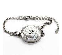 Zen'Arôme Bracciale Aromaterapia Olio Essenziale Gioiello Diffusore Regalo Donna in Acciaio Inox con Motivo "Aum" - Incluso 5 assorbenti colorati per profumare-Zen'Arome, cromato