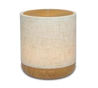 Zen'Aroôme Diffusore ad ultrasuoni Alesia - Diffusione olio essenziale a freddo aromaterapia - design originale, guscio in tela di lino e rivestimento colore legno - diffusione + illuminazione