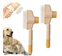 Zenbrush Cat Comb, Zen Brush for Cats, Self-Cleaning Pet Flea Comb Grooming Brush, Catdogcomb Pet Grooming for Massaging and Cleaning Shedding Hair (Yellow-2 pcs)