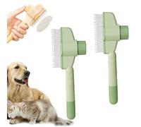 Zenbrush Cat Comb, Zen Brush for Cats, Self-Cleaning Pet Flea Comb Grooming Brush, Catdogcomb Pet Grooming for Massaging and Cleaning Shedding Hair (Green-2 pcs)