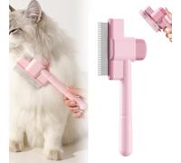 Zenbrush Cat Comb, Zen Brush for Cats, Self-Cleaning Pet Flea Comb Grooming Brush, Catdogcomb Pet Grooming for Massaging and Cleaning Shedding Hair (Pink)