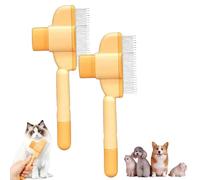 Zenbrush Cat Comb, Zen Brush for Cats, Self-Cleaning Pet Flea Comb Grooming Brushs,Pet Brushs for Massaging and Cleaning Shedding Hair (Yellow*2pcs)