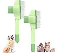 Zenbrush Cat Comb, Zen Brush for Cats, Self-Cleaning Pet Flea Comb Grooming Brushs,Pet Brushs for Massaging and Cleaning Shedding Hair (Green*2pcs)