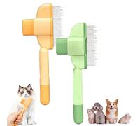 Zenbrush Cat Comb, Zen Brush for Cats, Self-Cleaning Pet Flea Comb Grooming Brushs,Pet Brushs for Massaging and Cleaning Shedding Hair (Green+Yellow)