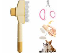Zenbrush Cat Comb, Zen Brush for Cats, Zenbrush - Removes Fur & Relieves Pain, Self-Cleaning Pet Comb Grooming Brush, Dog and Cat Hair Removal with Release Button (Yellow)