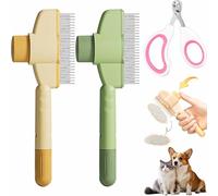 Zenbrush Cat Comb, Zen Brush for Cats, Zenbrush - Removes Fur & Relieves Pain, Self-Cleaning Pet Comb Grooming Brush, Dog and Cat Hair Removal with Release Button (Yellow+Green)