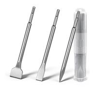 Zencantorous Set di 3 Scalpelli SDS Plus, con Scalpello a Punta, Scalpello Piatto, Scalpello Largo e Secchio di Conservazione, per Lavori di Demolizione, per Piastrelle, Muro, Muratura, Calcestruzzo
