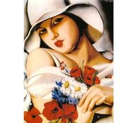ZENCIX Famosi poster di Tamara de Lempicka《Ritratto di signora》 Quadri e stampe di Tamara de Lempicka Dipinto su tela per decorazioni per la casa Immagini 50x70 cm Senza cornice