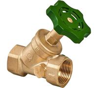 Zencq valvola inclinata in ottone 1” | DN25 valvola a saracinesca a flusso libero PN16, volantino in lega d’alluminio, filettatura interna FF da 17mm