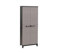 Zendea - Armadio Plastica Tuttopiani Prime 2 Ante con Ripiani Regolabili Effetto Legno UV Resistant per Balcone Coperto, Facile da Montare e Resistente all’Umidità - 66x40x172cm