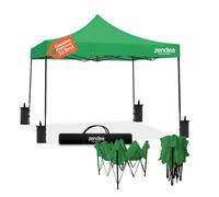 Zendea - Gazebo Verde 3x3 Pieghevole Impermeabile con Struttura Rinforzata e Copertura Oxford 600D PVC, Montaggio Rapido a Fisarmonica per Giardino ed Eventi, 4 Sacchi Stabilità Inclusi