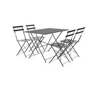 Zendea Salotto da Giardino Esterno Koby Double - Set Tavolo e Sedie da Esterno Pieghevoli in Metallo Antracite, 4 Sedie Ergonomiche e Tavolo Multifunzionale, Design Compatto e Resistente